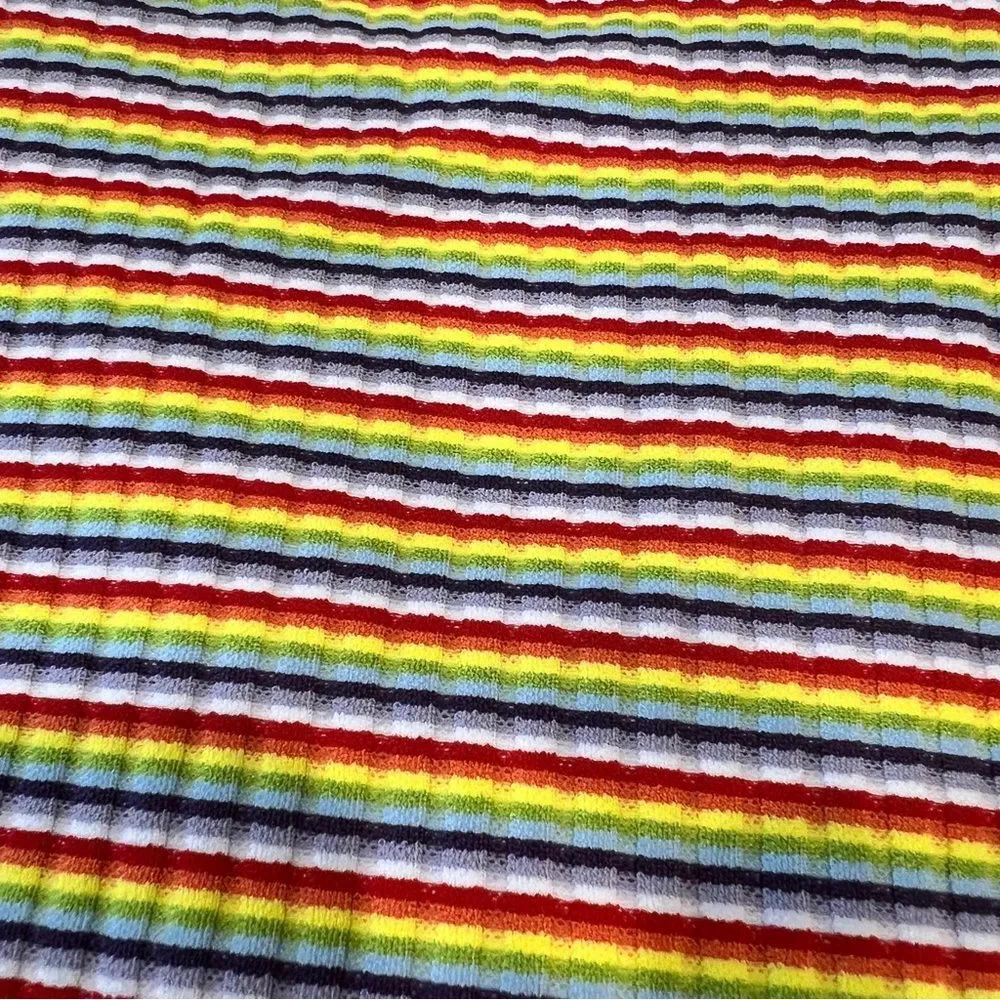 Frankies Bikinis Catalina Rib Stripe Bikini Bottom Rainbow Orange Retro XL NEW